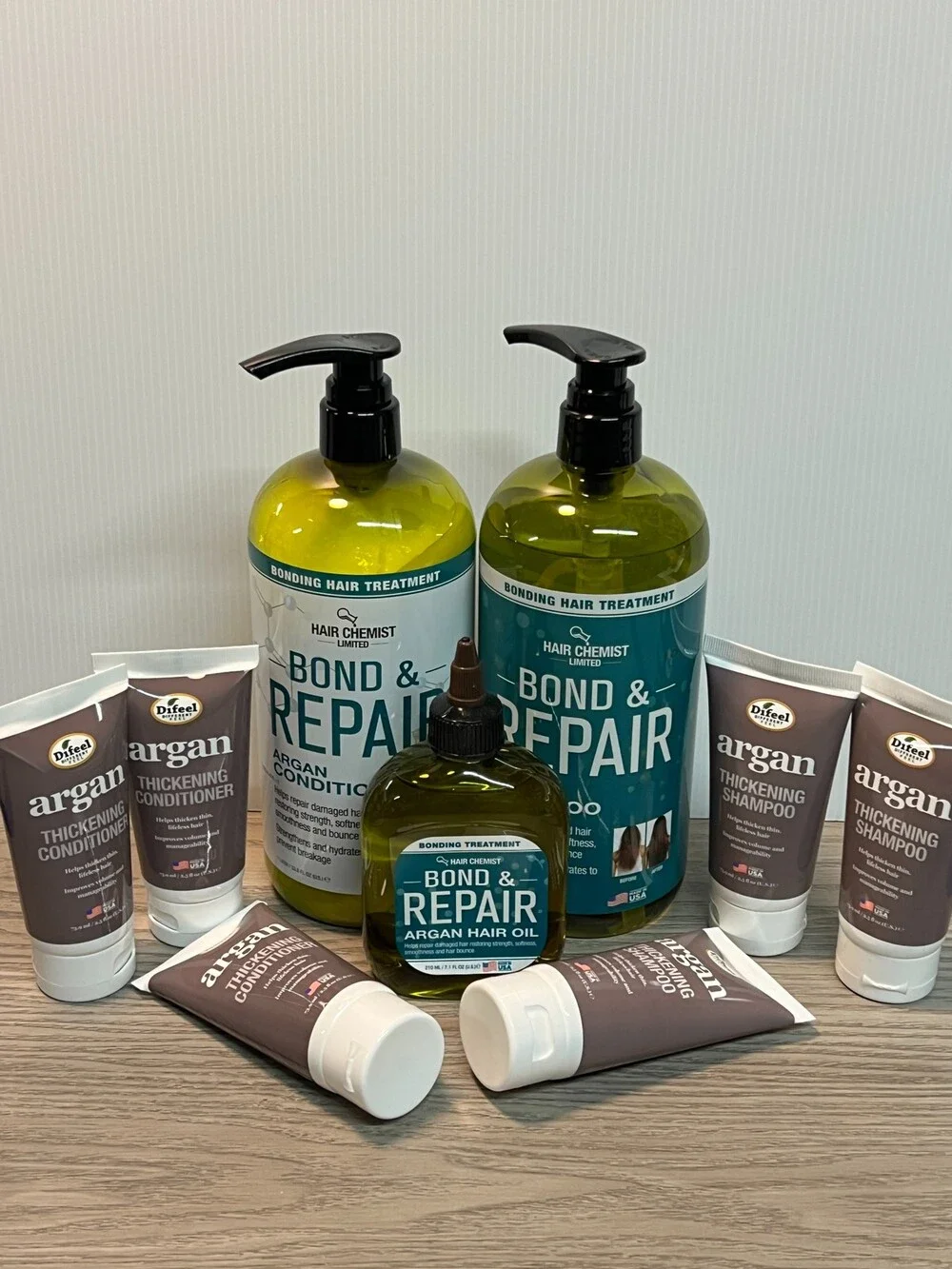 Hair Chemist Bond & Repair Argan Shampoo Conditioner Oil Set Hask Argan